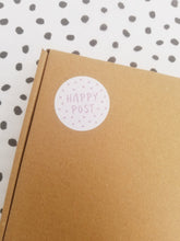 Load image into Gallery viewer, 'Happy Post' spotty stickers made from 100% recycled paper.