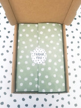 Load image into Gallery viewer, Sage green polka dot tissue paper
