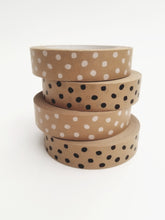 Load image into Gallery viewer, Spotty paper packaging tape - white on brown tape - 25mm
