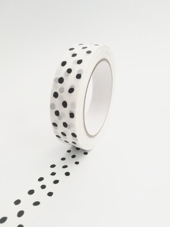 Spotty paper packaging tape - black on white tape - 25mm
