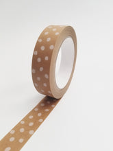 Load image into Gallery viewer, Spotty paper packaging tape - white on brown tape - 25mm
