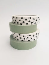 Load image into Gallery viewer, Spotty paper packaging tape - black on white tape - 25mm
