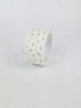 Load image into Gallery viewer, Sage green polka dot paper packaging tape - 50mm white