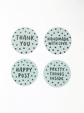 Load image into Gallery viewer, Green spotty stickers made from 100% recycled paper