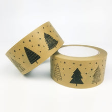 Load image into Gallery viewer, Christmas trees & snowflakes brown paper packaging tape - 50mm