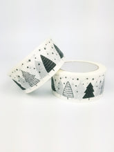 Load image into Gallery viewer, Christmas trees & snowflakes white paper packaging tape - 50mm