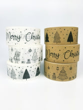 Load image into Gallery viewer, Christmas trees & snowflakes brown paper packaging tape - 50mm