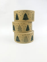 Load image into Gallery viewer, Christmas trees & snowflakes brown paper packaging tape - 50mm
