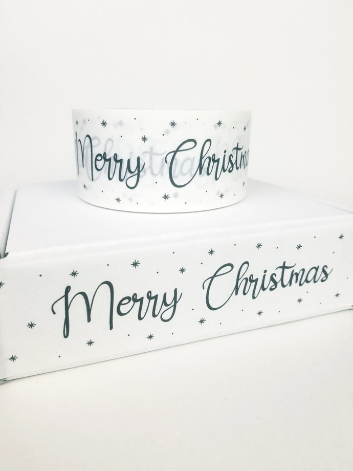 Merry Christmas white paper packaging tape - 50mm