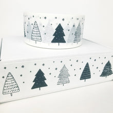 Load image into Gallery viewer, Christmas trees & snowflakes white paper packaging tape - 50mm
