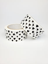 Load image into Gallery viewer, Black hearts paper packaging tape - 50mm white