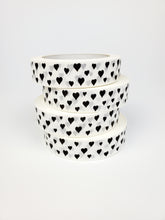 Load image into Gallery viewer, Black hearts on white tape - 25mm