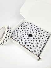 Load image into Gallery viewer, Black hearts on white tape - 25mm