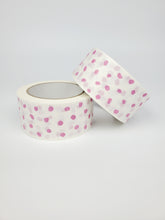 Load image into Gallery viewer, Pink polka dot paper packaging tape - 50mm white