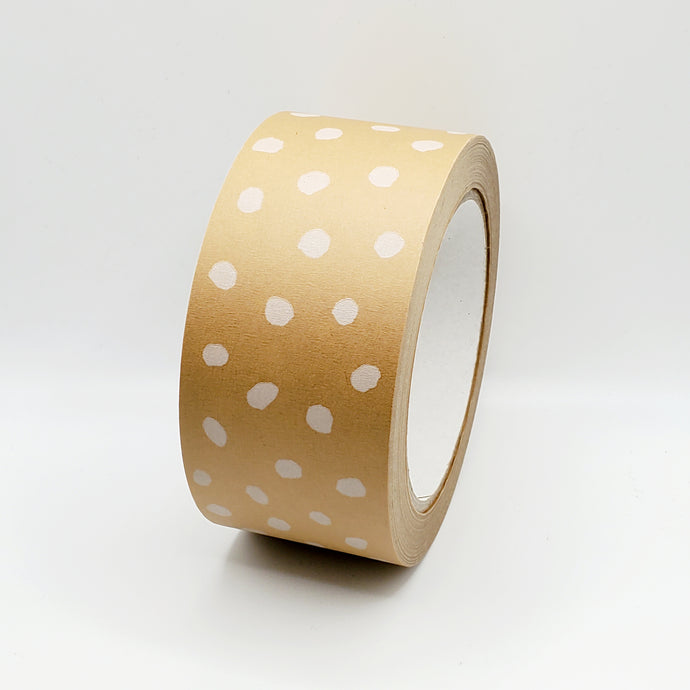 Polka dot paper packaging tape - 50mm brown