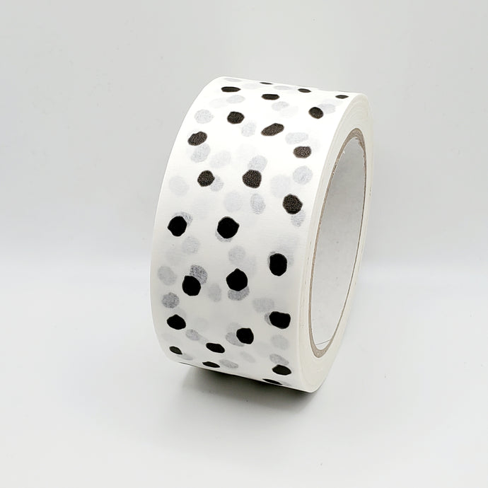 Polka dot paper packaging tape - 50mm white