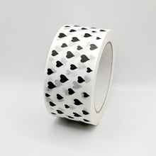 Load image into Gallery viewer, Black hearts paper packaging tape - 50mm white