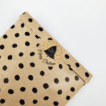 Load image into Gallery viewer, 'Merry Christmas' stickers with Christmas tree design made from Kraft brown paper