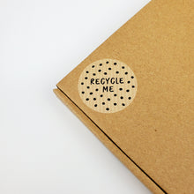 Load image into Gallery viewer, 'Recycle Me' spotty stickers made from 100% recycled paper.