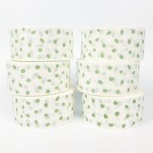 Load image into Gallery viewer, Sage green polka dot paper packaging tape - 50mm white