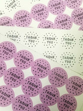 Load image into Gallery viewer, 'Thank You' spotty stickers made from 100% recycled paper.