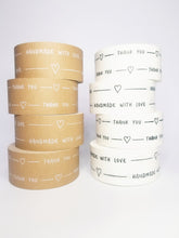 Load image into Gallery viewer, 'Handmade With Love' paper packaging tape - 50mm white