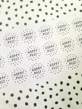 Load image into Gallery viewer, 'Happy Post' spotty stickers made from 100% recycled paper.