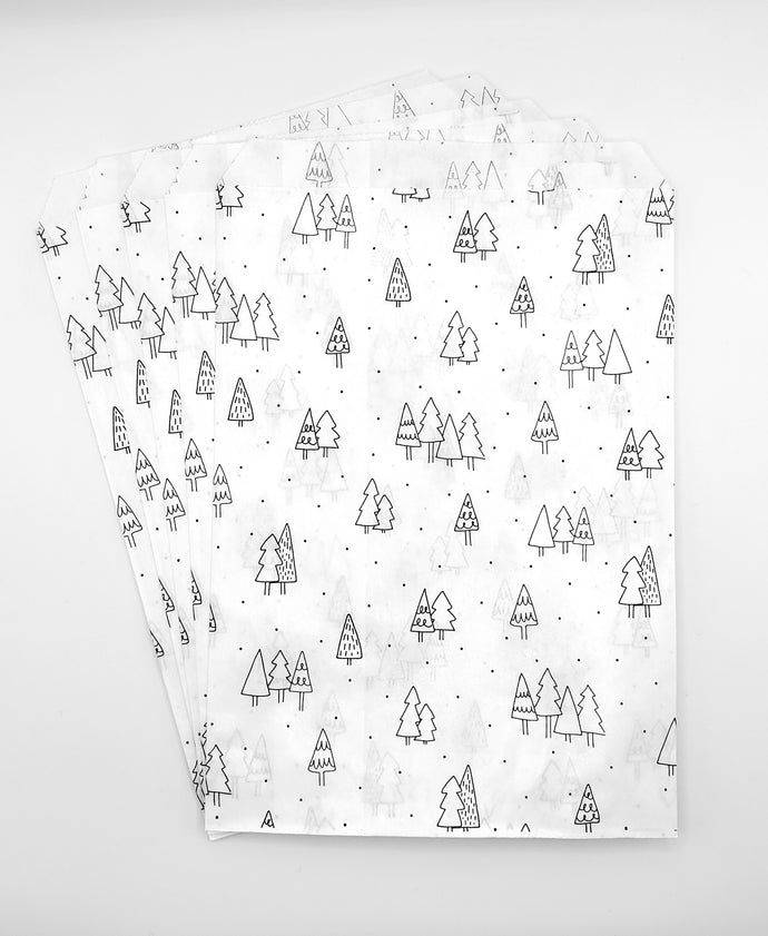 White paper bags - Winter Woodland