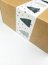 Load image into Gallery viewer, Christmas trees &amp; snowflakes white paper packaging tape - 50mm
