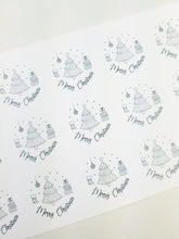 Load image into Gallery viewer, &#39;Merry Christmas&#39; stickers with Christmas scene design made from 100% recycled paper
