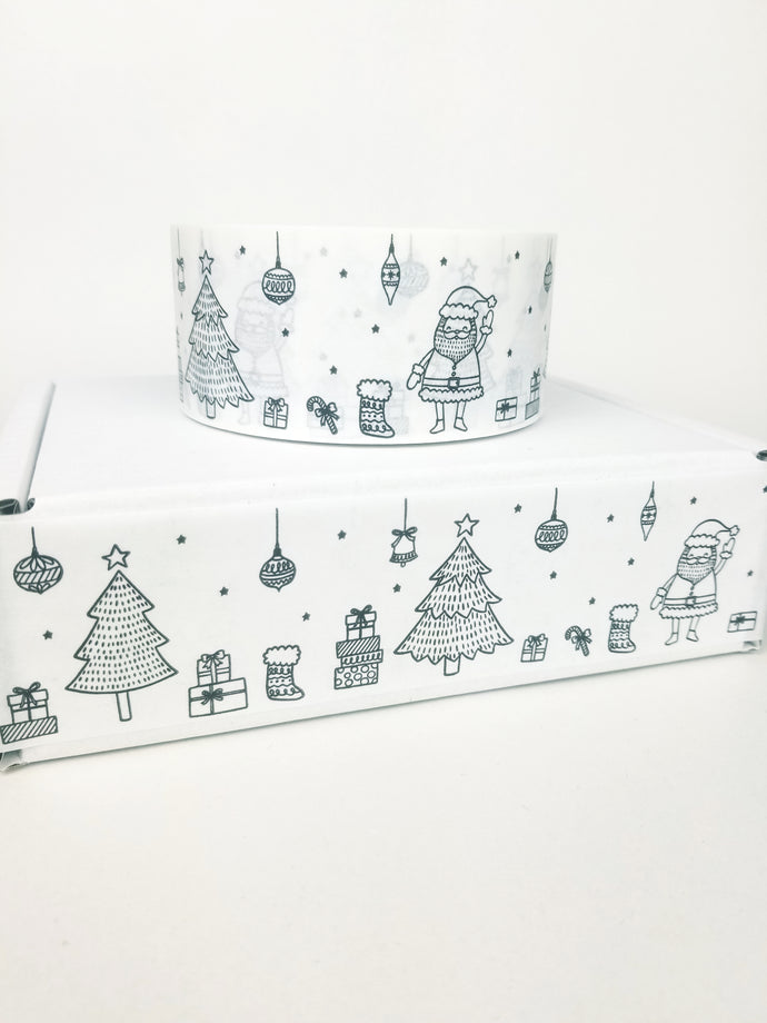 Christmas Scene white paper packaging tape - 50mm