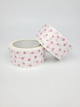 Load image into Gallery viewer, Pink polka dot paper packaging tape - 50mm white
