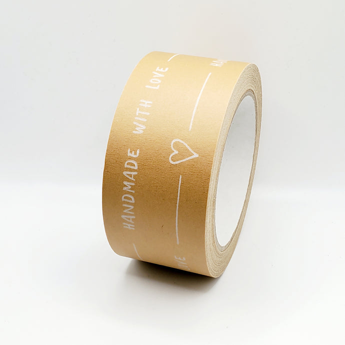 'Handmade With Love' paper packaging tape - 50mm brown