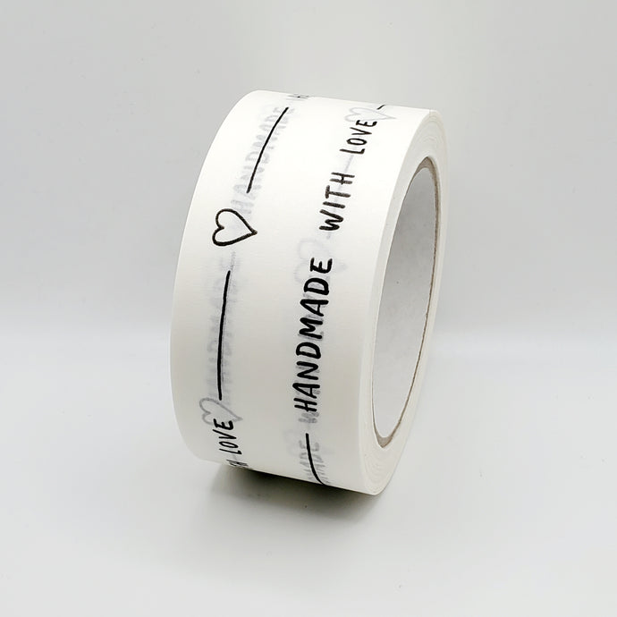 'Handmade With Love' paper packaging tape - 50mm white