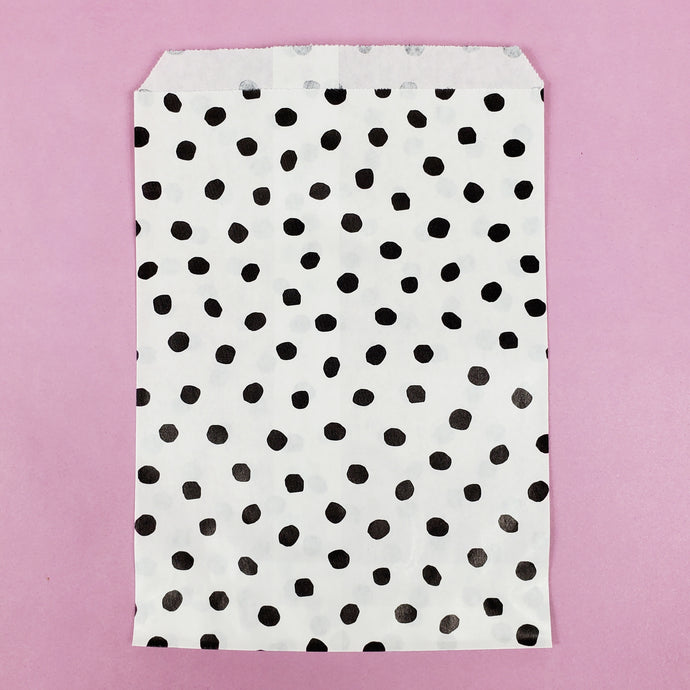 Spotty white paper bags