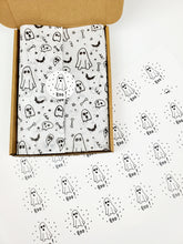Load image into Gallery viewer, Halloween stickers - ghost design made from 100% recycled paper
