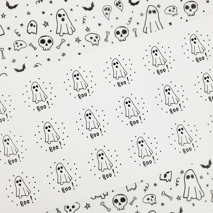 Halloween stickers - ghost design made from 100% recycled paper