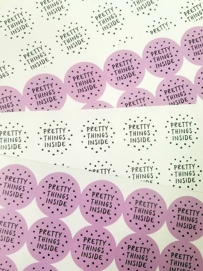 'Pretty Things Inside' spotty stickers made from 100% recycled paper